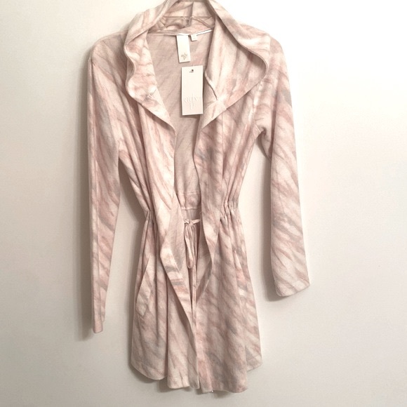 ADY P Women’s Pink Marble Tie Dye Robe Hood Drawstring Nordstrom Size Small NEW - Picture 1 of 11